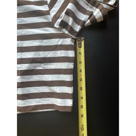 The Drop Women's Sydney SS Cropped Crew Neck T-Shirt Sz L Coffee Bean/White Pin - Picture 11 of 11